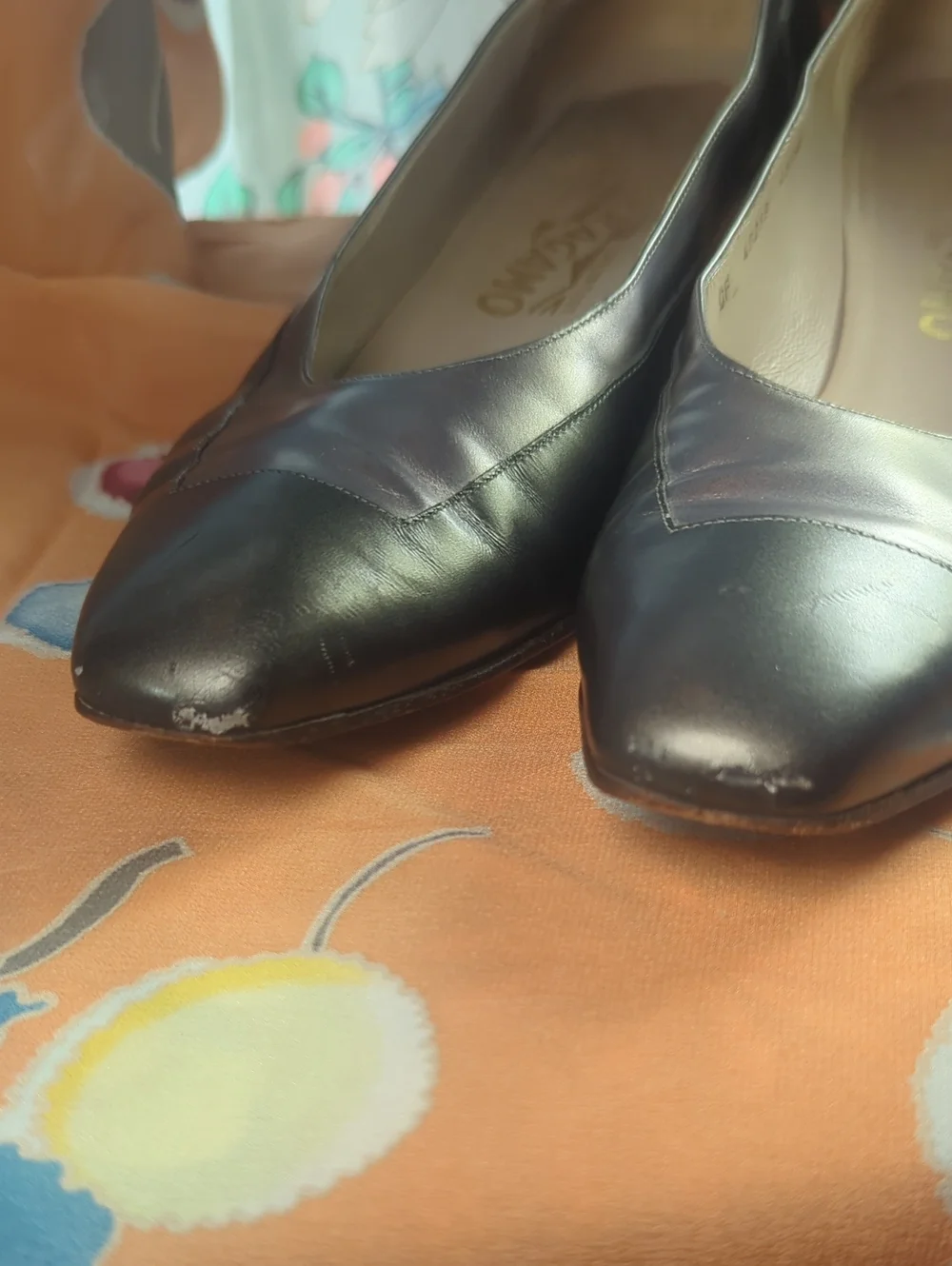 Salvatore Ferragamo Metallic Grey Leather Square-Toe Pumps NWT